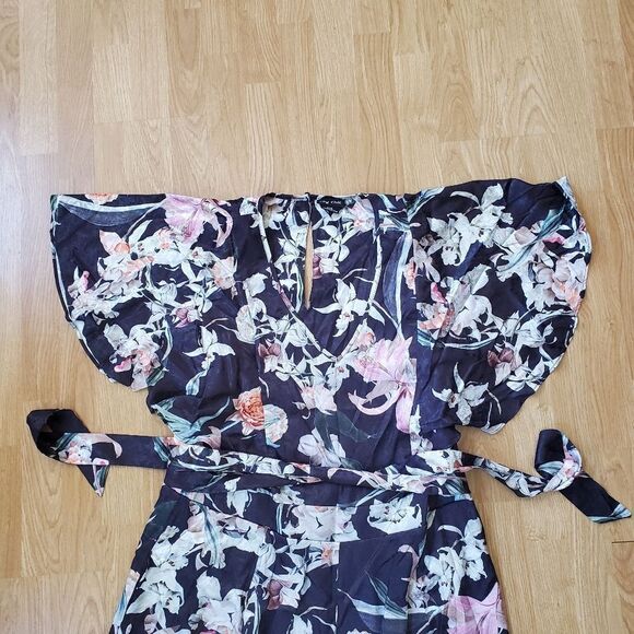 🔆 CITY CHIC 🔆 Floral Satin Cropped Jumpsuit - [size 18 in Black] - Picture 4 of 14